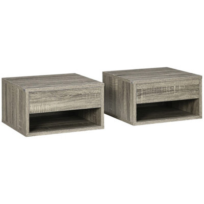 Set Of 2 Floating Bedside Nightstands With Drawer & Shelf from B&Q
