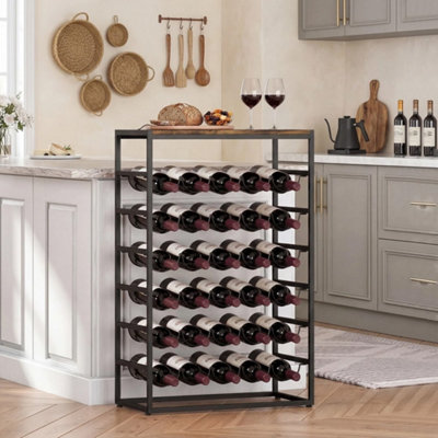 Rustic Brown 6-Tier Freestanding Wine Rack 30 Bottles from B&Q
