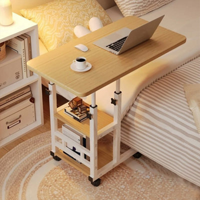  - Wood Height Adjustable Mobile Overbed Laptop Table