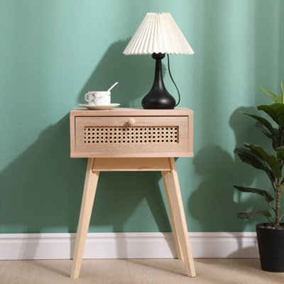  - 1 Drawer Natural Bedside Nightstand Cabinet