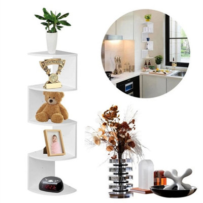  - 5 Tier Storage Rack Corner Bookshelf Wall Mounted Organizer