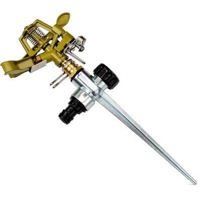  - Pulsating Garden Sprinkler 360 Degree Metal Impact Head Adjustable Arc Hozelock