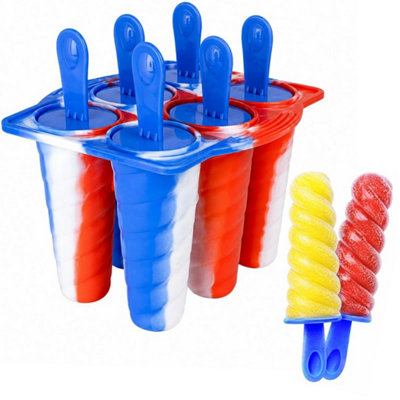Tricolour 6 Twister Shape Ice Lolly Mould With Reusable Sticks from B&Q