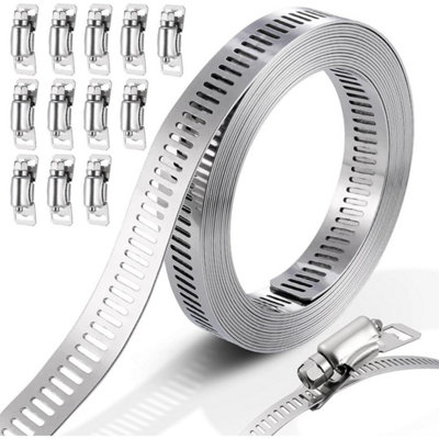 12Pcs Assorted Stainless Steel Hose Clamp Kit With No Driver Jubilee Clips Set from B&Q