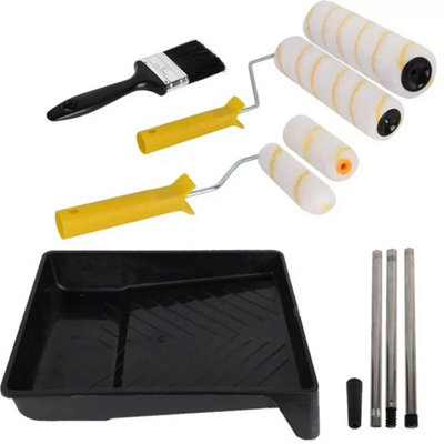 Set Paint Rollers Extension Pole Tray Brush Roller from B&Q