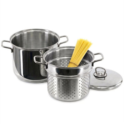 Stainless Steel Pasta Pot With Strainer Insert from B&Q