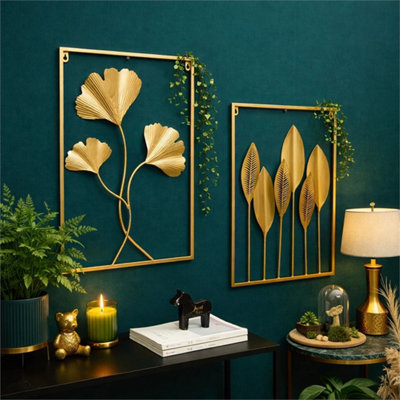 2 Pcs Metal Tree Leaf Wall Art Sculptures Hanging Decoration from B&Q