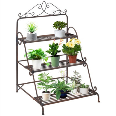  - 3 Tier Metal Plant Stand Ladder Flower Pot Display Rack Shelf