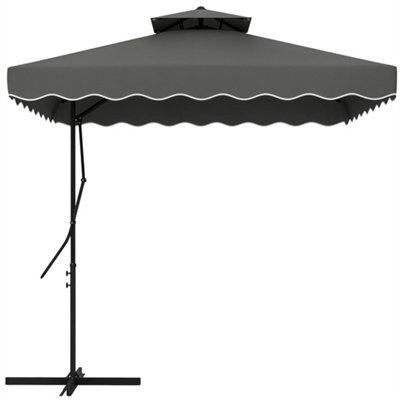 2.5M Square Cantilever Garden Parasol Umbrella With Cross Base Grey from B&Q