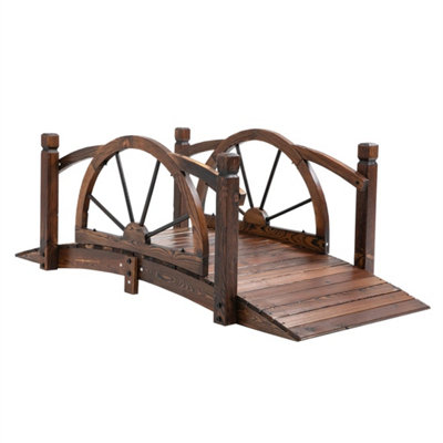 Wooden Garden Bridge Arc Footbridge W/ Guardrail Stained Wood from B&Q