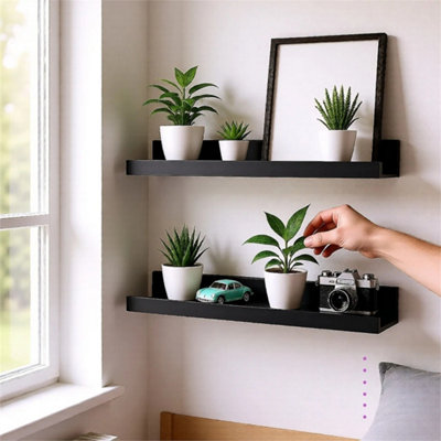 30Cm Black Set Of 2 Floating Wall Shelves Picture Ledge Display Rack Book Hanging Shelf from B&Q