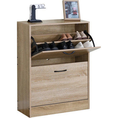 Shoe Rack Shoe Storage Cabinet Stand Mdf Wooden Cupboard Unit 2 Drawer Organiser from B&Q