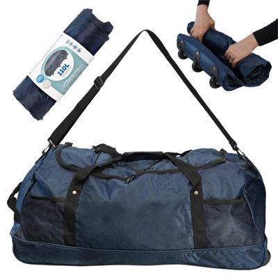 Large Holdall Bag With 3 Wheels 110L Foldable Travel Luggage Wheeled Duffle Bag from B&Q