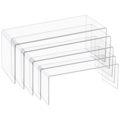  - 10Pcs Acrylic Clear Display Shelves Perspex Stands Risers Shelf Retail Shop