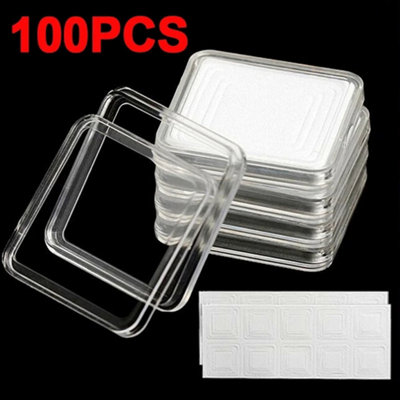 B&Q 100X Single Square Plastic Coins Capsule Box Storage Case Display Collection