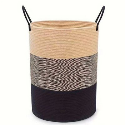 A 58L Cotton Rope Basket Large Blanket Woven Storage Organiser Nursery Laundry. from B&Q