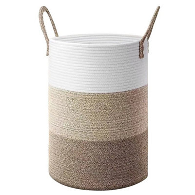 B 58L Cotton Rope Basket Large Blanket Woven Storage Organiser Nursery Laundry. from B&Q