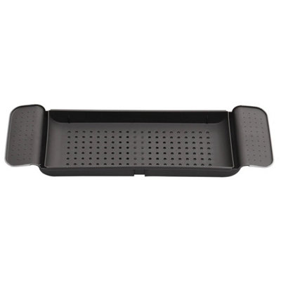  - Black Bath Rack Extendable Over Bathtub Rack Plastic Shelf Wine Soap Holder Caddy Tray