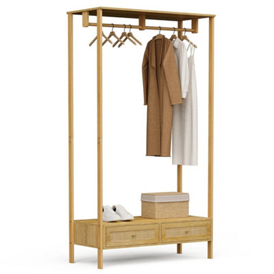 3 Drawers Rattan Clothes Rail Open Wardrobe from B&Q