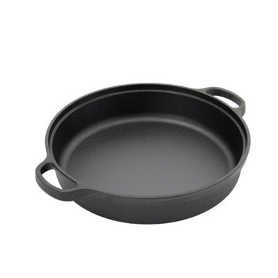 35Cm Round Grill Fry Pan Pre-Seasoned Cast Iron Griddle Baking Pot Frying Pan from B&Q