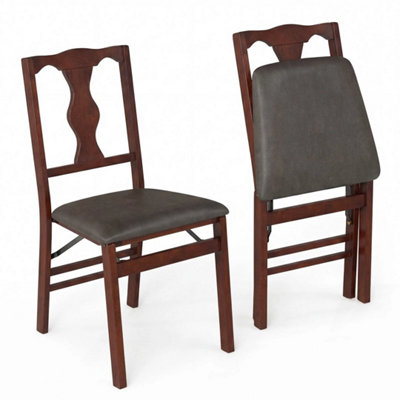  - 2-Pack Folding Dining Chairs Space-Saving Upholstered Kitchen Chair