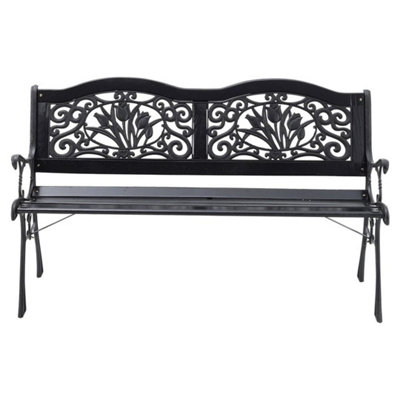  - Park 2-Seater Garden Bench Cast Iron Legs Patio Antique Loveseat Armrest Chair