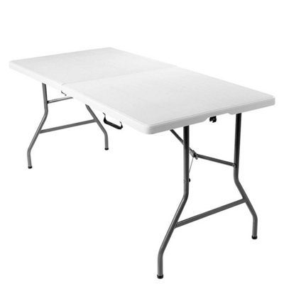  - Outdoors Portable Fold-In-Half Camping Table Folding Picnic Table White