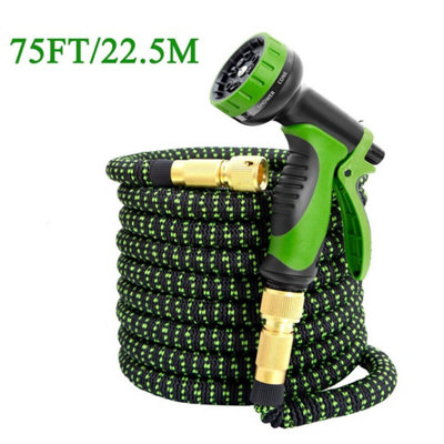 75Ft/22.5M Heavy Duty Expandable Garden Hose 10 Function Flexible Spray Water Gun 50-100Ft from B&Q