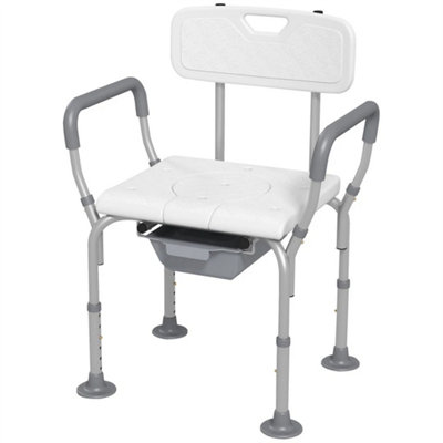 3-In-1 Shower Chair Adjustable Bedside Commode Raised Toilet Seat White from B&Q