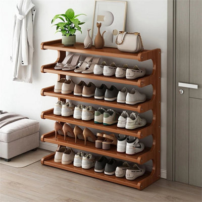 6 Tier Wooden Shoe Rack Storage Shelf Unit Cabinet Organiser Footwear Stand from B&Q