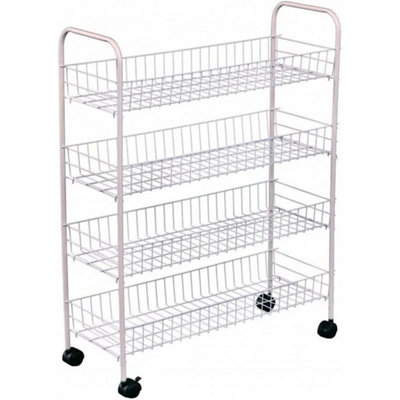Storage Vegetable Cart With Wheels 4 Tier Fruit Trolley Basket Rack Kitchen from B&Q