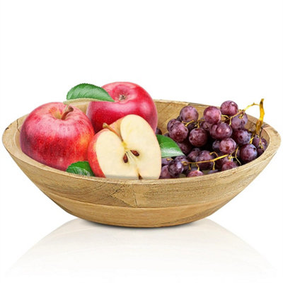Large Mango Wooden Bowl 29Cm For Salad Fruit Food Premium Kitchen Serving Plate from B&Q