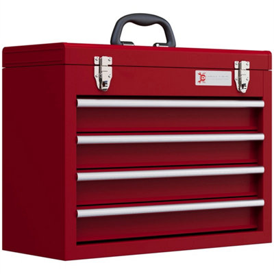 Lockable 4 Drawer Tool Chest With Ball Bearing Slide Drawers Red from B&Q