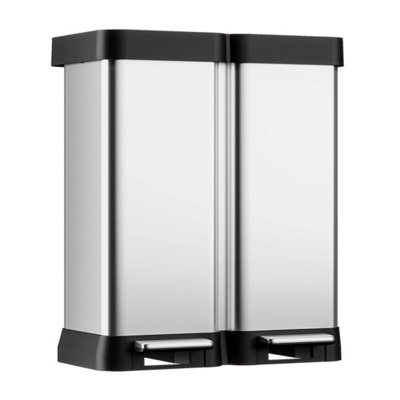 60L 16 Gallon Dual Compartment Step Kitchen Waste Trash Can from B&Q