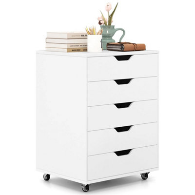 5 Drawer Rolling Wooden Storage Cabinet Dresser from B&Q