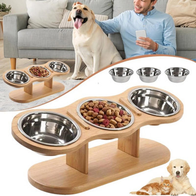 Tilted 3-In-1 Cat Dog Feeding Bowl Stand from B&Q