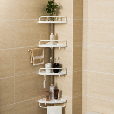 White Plastic 4 Tier Telescopic Shower Corner Storage Shelf from B&Q