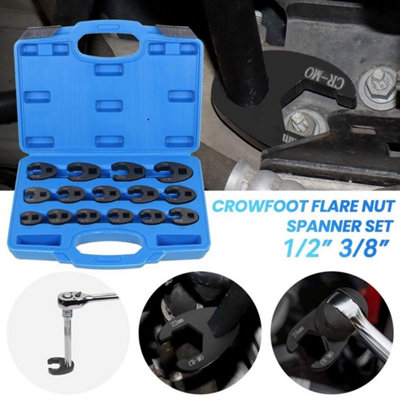 15Pcs 8-24mm Metric Crowfoot Wrench Set from B&Q
