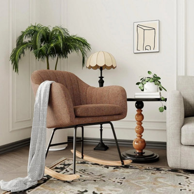 Brown Teddy Fabric Nursery Glider Rocking Chair 158Kg Capacity from B&Q