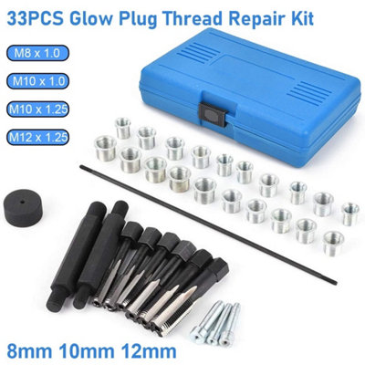 33Pcs Glow Plug Thread Restorer Repair Tool Metric M8-M14 from B&Q