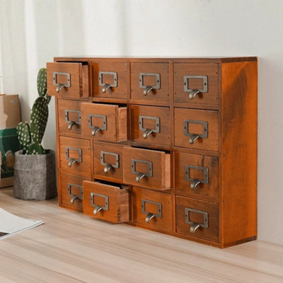  - D-16 Drawers Rustic Drawers Desk Drawer Organiser Wooden Storage Boxes Apothecary Trinket Box