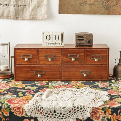  - E-6 Drawers Rustic Drawers Desk Drawer Organiser Wooden Storage Boxes Apothecary Trinket Box