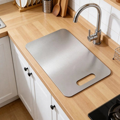 2M Stainless Steel Cutting Chopping Board Multi-Purpose Folded Edge Counter Worktop from B&Q