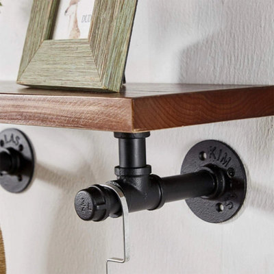 20.5M Pipe Shelf Brackets Industrial Iron Rustic Wall Floating Shelves Storage Unit