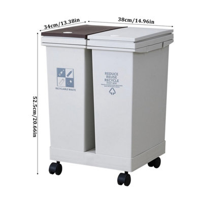 40L Dual Bin Mobile Recycling Dustbins Kitchen Rubbish 2/3 Compartment Waste Trash Can from B&Q