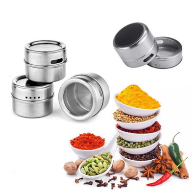12X Kitchen Magnetic Spice Jars Boxes Containers Storage Clear Tins Refrigerator from B&Q