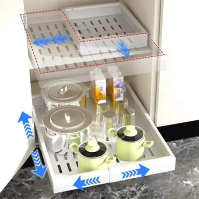  - Pull Out Cabinet Drawer Shelf Organizer,slide Out Drawer Storage Shelve Cupboard 1Pcs White