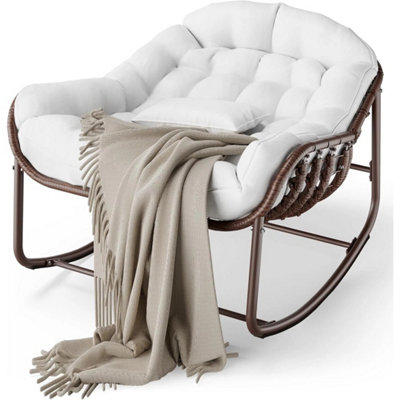 Outdoor Papasan Rocking Chair With Cushion Patio Rattan Egg Rocker from B&Q