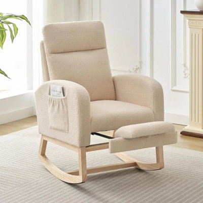 Nursery Nursing Rocking Chair With Foot Rest High Back Glider from B&Q