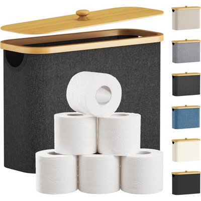 Toilet Roll Storage Holds 9 Rolls Bamboo Bathroom Storage Box from B&Q